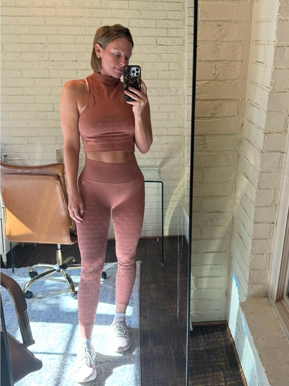 Fabletics Rust High-Waist Leggings & Cropped Tank Set